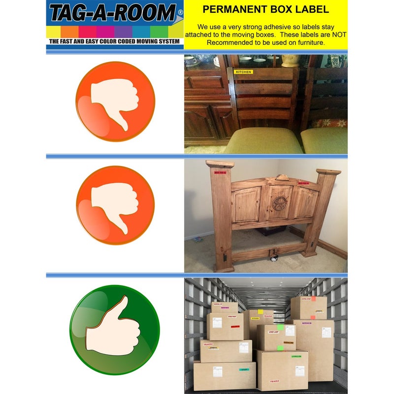 Tag-A-Room Do Not Stack Color Coded Moving Labels (50 Count), Moving Supplies - Image 2